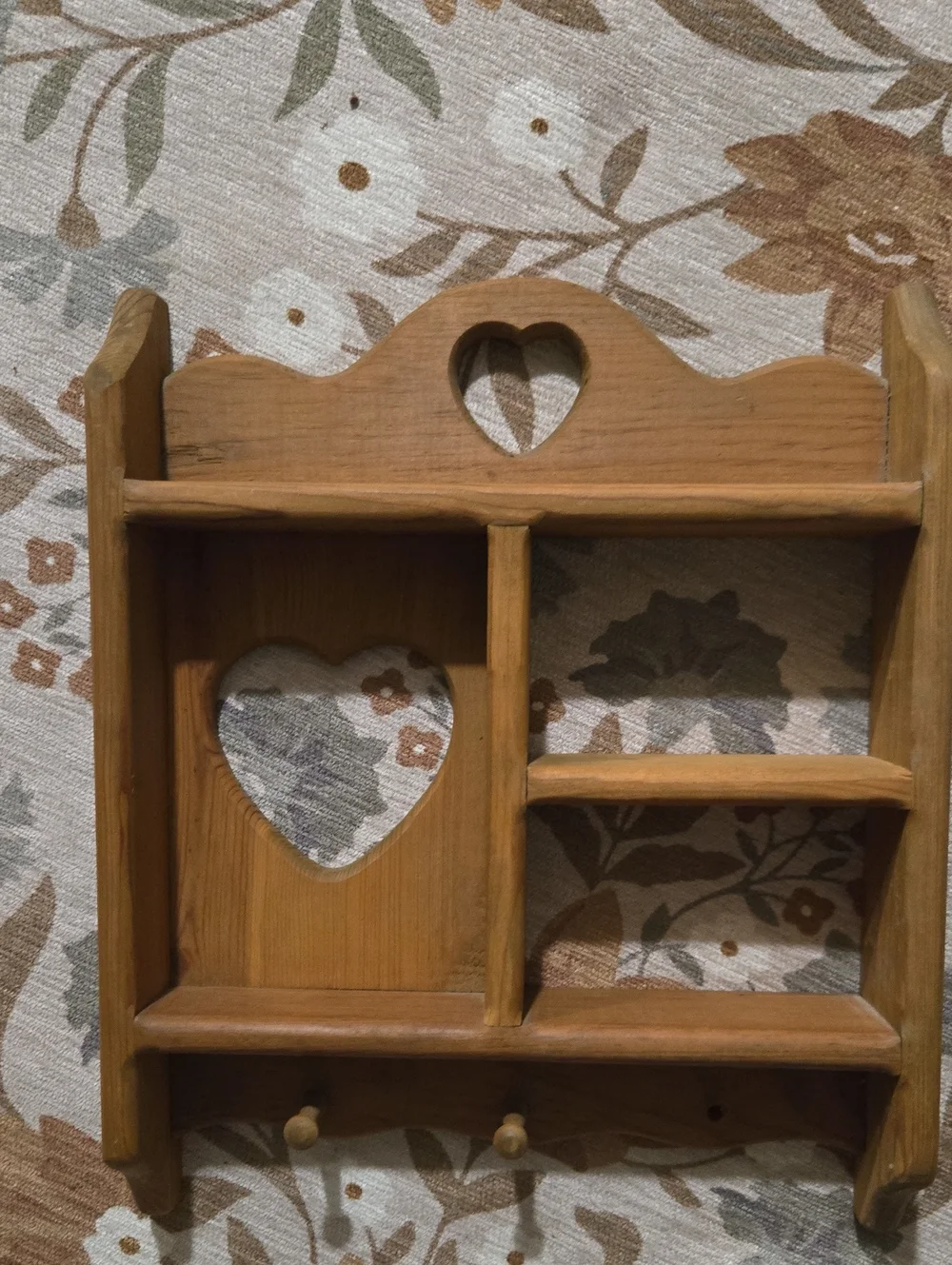 Vintage Handmade Heart Cutout Curio Shelf Cottagecore Display Shelf Farmhouse